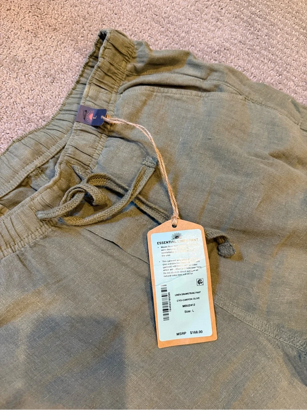 Faherty Men's Lightweight Canyon Olive Drawstring Pants